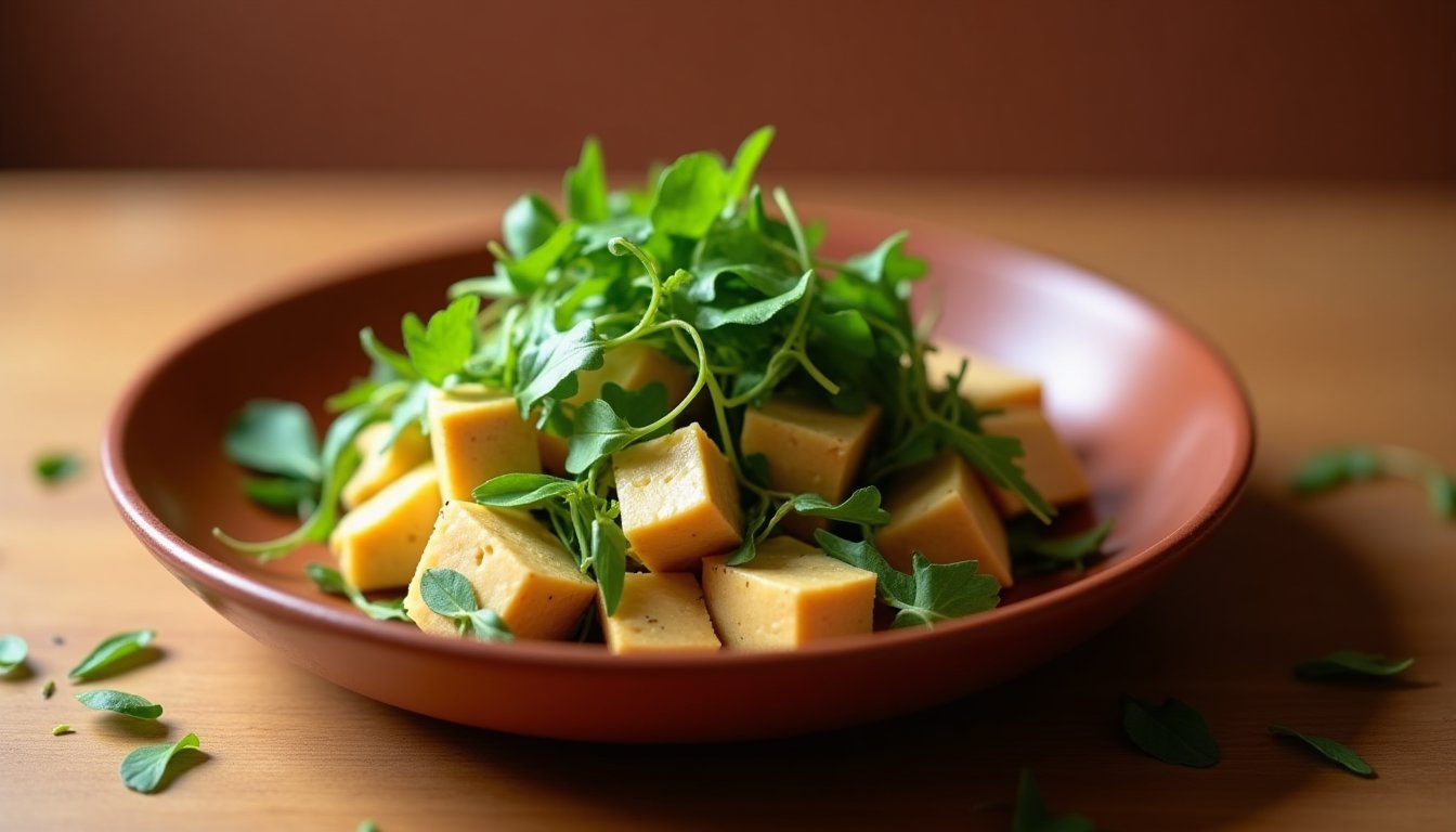 Fermented Tofu Watercress Salad with Pickled Ramps | Strange Recipes